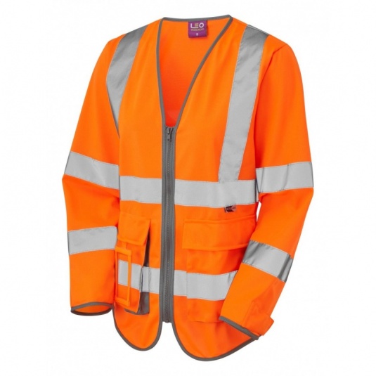 Leo Workwear SL12 Beaworthy Superior Women's Orange Sleeved Hi-Vis Vest