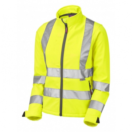 Leo Workwear EcoViz SJL01 Honeywell Women's Hi-Vis Yellow Softshell Jacket