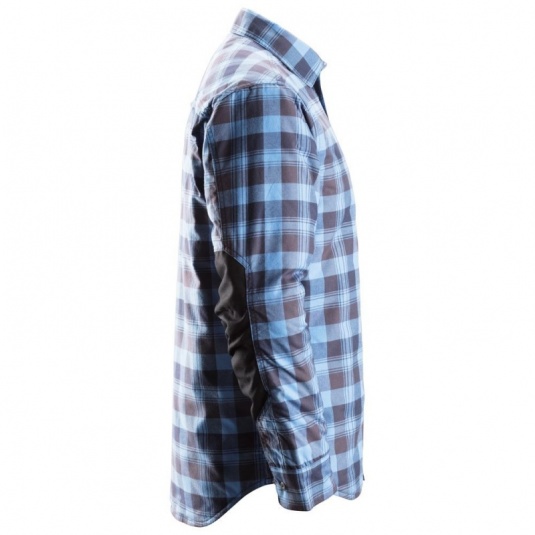 Snickers 8501 Navy and Blue Checked Shirt - Workwear.co.uk