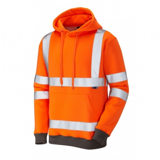 Leo Workwear EcoViz SS04 Goodleigh Hi-Vis Thermal Orange Sweatshirt