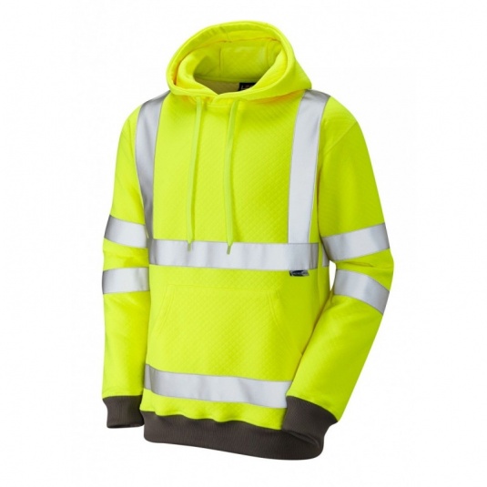 Leo Workwear EcoViz SS04 Goodleigh Hi-Vis Thermal Yellow Sweatshirt