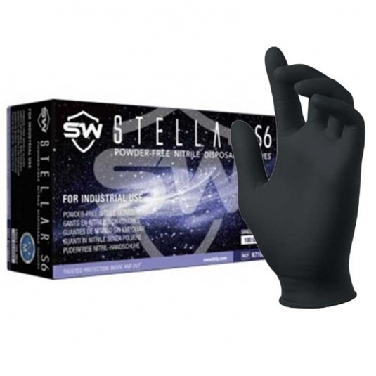 EcoTek N71688 Black Biodegradable Nitrile Disposable Gloves (Box of 100)