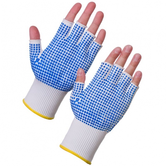 Supertouch PVC Dot Assembly Fingerless Dot Palm/Back Gloves 3022