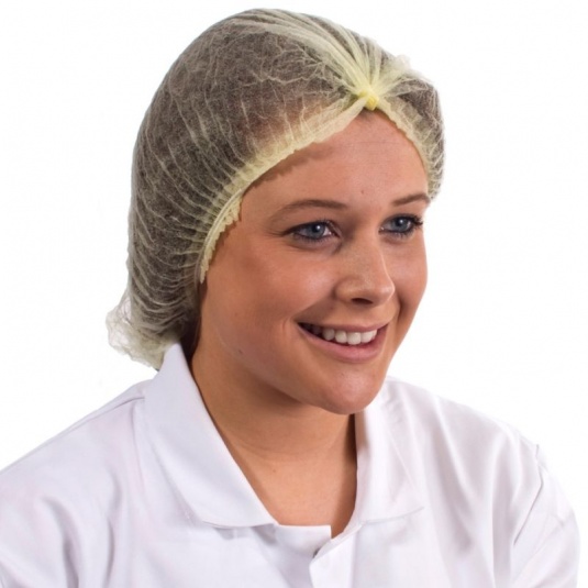 100 x Supertouch Disposable Double Stitched Mob Cap Yellow Food Preperation 