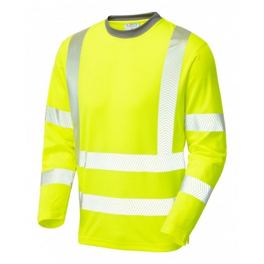 Leo Workwear EcoViz T08 Capstone Coolviz Plus Hi-Vis Yellow Sleeved T-Shirt