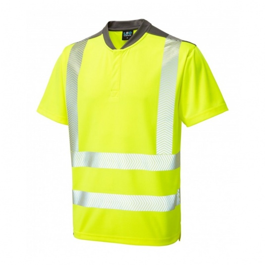 Leo Workwear T12 Putsborough Coolmax Hi-Vis Yellow T-Shirt