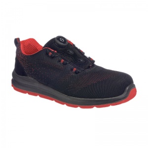 Portwest FT08 Compositelite Wire Lace Safety Trainers S1P (Black/Red)