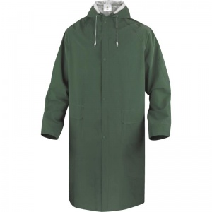 Delta Plus 305 PVC Coated Green Raincoat with Fixed Hood