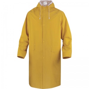 Delta Plus 305 PVC Coated Yellow Raincoat with Fixed Hood