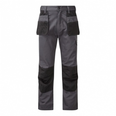 TuffStuff 710 Two-Tone Dual Holstered Grey and Black Work Trousers with Knee Pad Pockets (Long)