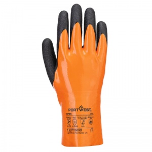 Portwest AP36 Grip 15 Double-Dipped Chemical-Resistant Nitrile Gauntlets (Orange/Black)
