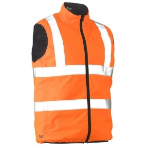 Bisley Hi-Vis Reversible Waterproof Puffer Vest (Orange/Black)