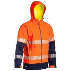 Bisley Hi-Vis Waterproof Ripstop Fleece-Lined Work Jacket (Orange/Navy)