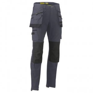 Bisley Flx & Move Charcoal Stretch Cargo Trousers with Tool and Knee Pad Pockets (Regular Length)