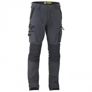 Bisley Flx & Move Charcoal Stretch Cargo Trousers with Kevlar Knee Pad Pockets (Short)