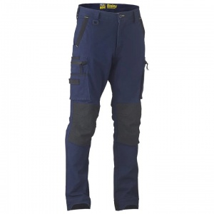 Bisley Flx & Move Navy Stretch Cargo Trousers with Kevlar Knee Pad Pockets (Regular Length)