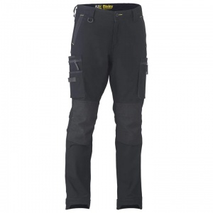 Bisley Flx & Move Black Stretch Cargo Trousers with Kevlar Knee Pad Pockets (Regular Length)