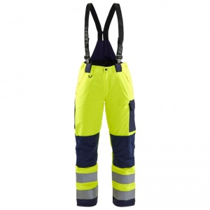 Blaklader Workwear Waterproof Women's Hi-Vis Trousers (Yellow/Navy)