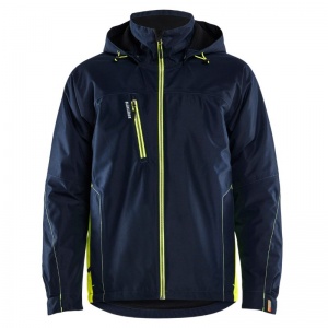 Blaklader Workwear Men's Lightweight Wind and Waterproof Work Jacket (Navy/Hi-Vis Yellow)