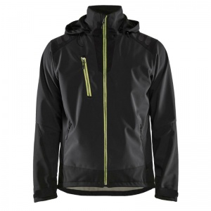 Blaklader Workwear Men's Wind- and Waterproof Softshell Work Jacket (Black/Hi-Vis Yellow)