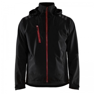 Blaklader Workwear Men's Wind- and Waterproof Softshell Work Jacket (Black/Red)
