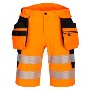 Portwest DX446 Hi-Vis 4-Way Stretch Holster-Pocket Summer Work Shorts (Orange)