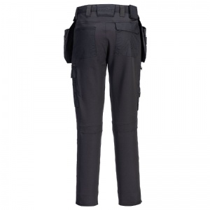 Portwest DX456 Craft Slim-Fit Black Holster Trousers with Knee Pad Pockets