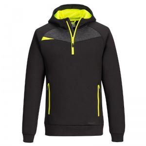 Portwest DX467 Quarter-Zip Technical Hoodie (Black and Yellow)