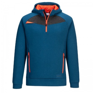 Portwest DX467 Quarter Zip Technical Hoodie (Metro Blue and Orange)