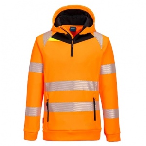 Portwest DX482 Hi-Vis Fleece Zip Hoodie (Orange and Black)