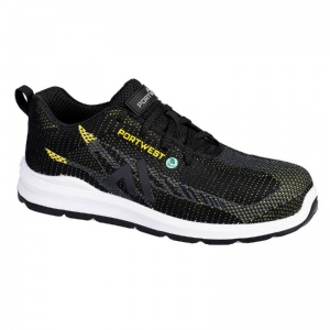 Portwest FC06 FX2 Eco Fly Composite Non-Slip Safety Trainers (Black/Yellow)