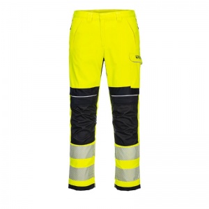 Portwest FR406 PW3 Hi-Vis Flame-Resistant Work Trousers with Knee Pad Pockets (Yellow/Black)