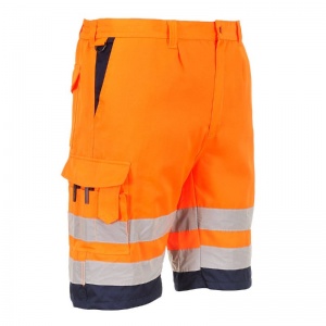 Portwest L043 Hi-Vis Lightweight Polycotton Work Shorts (Orange/Navy)