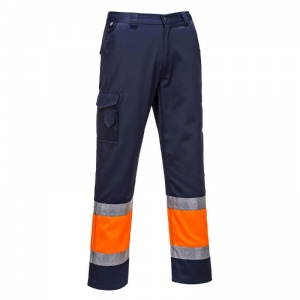 Portwest L049 Hi-Vis Lightweight Contrast Class 1 Combat Service Trousers (Orange/Navy)