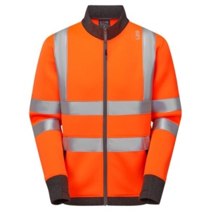 Leo Workwear ARGANITE EcoViz Hi-Vis Orange Zipped Sweatshirt