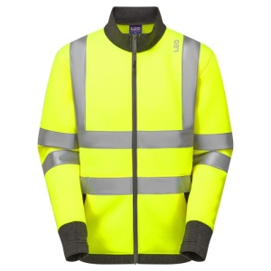 Leo Workwear ARGANITE EcoViz Hi-Vis Yellow Zipped Sweatshirt