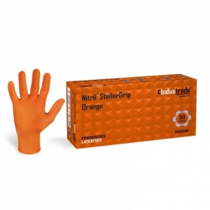 Meditrade StellarGrip Orange 8.5g Nitrile Diamond Grip Disposable Gloves (Box of 50)