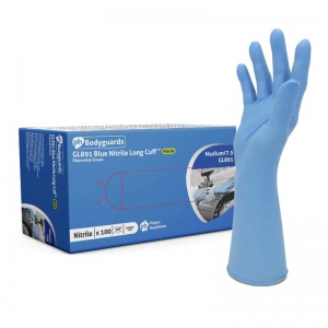 Polyco Bodyguards GL891 Nitrile Chemical-Resistant Disposable Gloves with Extended Cuff