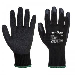 Portwest A100 Latex Palm Grip Black Gloves