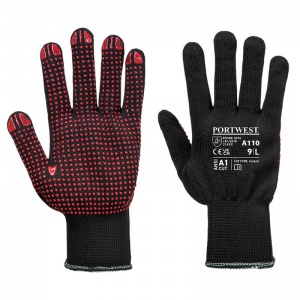 Portwest A110 PVC Dot Palm Grip Black Gloves