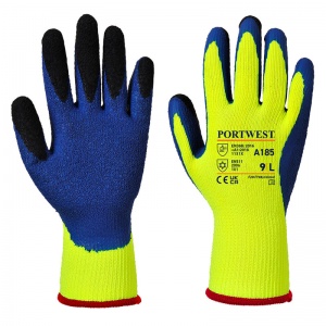 Portwest A185 Dual Layer Latex Thermal Yellow and Blue Gloves