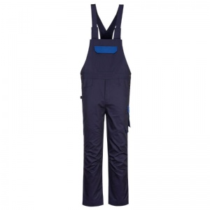 Portwest PW243 Polycotton Bib and Brace Overalls with Adjustable Hem (Navy / Royal Blue)