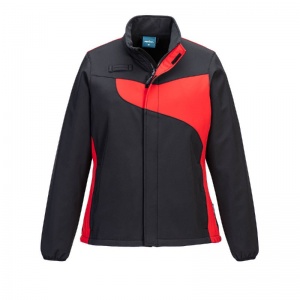 Portwest PW278 Women's Softshell Fleece-Lined Water-Resistant Jacket (Black / Red)