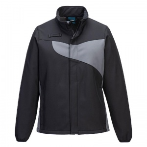 Portwest PW278 Women's Softshell Fleece-Lined Water-Resistant Jacket (Black / Zoom Grey)
