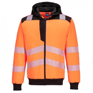 Portwest PW327 Unisex Hi-Vis Zipped Reflective Hoodie (Orange/Black)