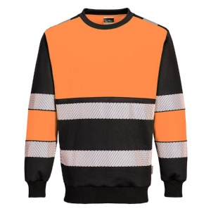 Portwest PW376 Unisex Hi-Vis Reflective Sweatshirt (Orange/Black)