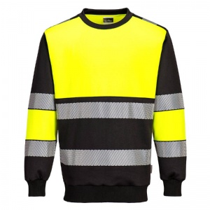 Portwest PW376 Unisex Hi-Vis Reflective Sweatshirt (Yellow/Black)