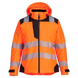 Portwest PW389 Hi-Vis Women's Breathable Waterproof Rain Jacket (Orange/Black)
