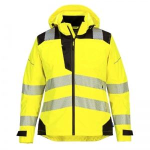 Portwest PW389 Hi-Vis Women's Breathable Waterproof Rain Jacket (Yellow/Black)