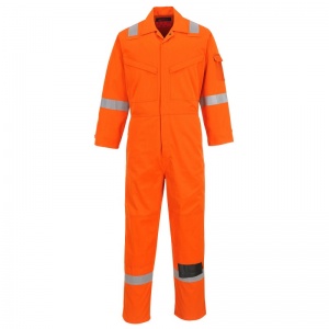 Portwest AF53 Araflame Orange Flame-Resistant Coveralls with Knee Pad Pockets